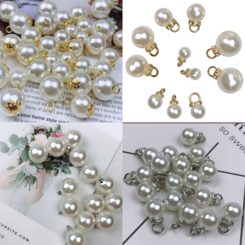 10 hạt trai có khoen treo làm phụ kiện handmade cỡ 12mm