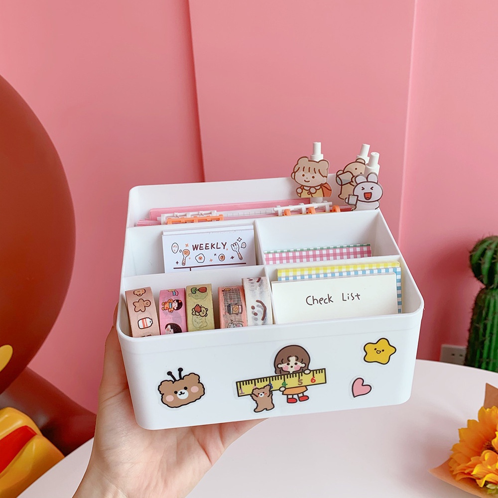 [ Mua Kèm Sticker 0đ ] Hộp Lưu Trữ Chia 5 Ngăn Đựng Đồ Đa Năng Hộp Đựng Mỹ Phẩm Dụng Cụ Học Tập Tiện Ích