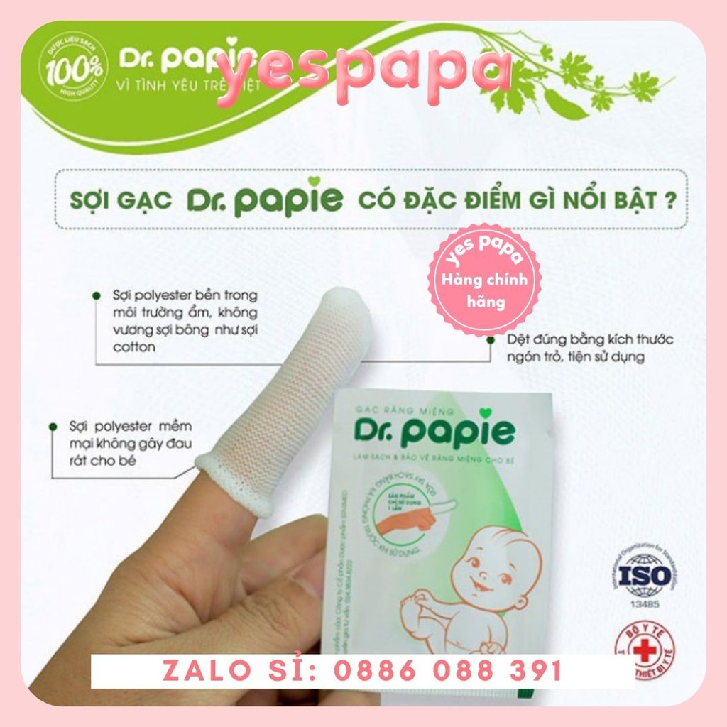 Gạc rơ lưỡi Dr.Papie vệ sinh răng miệng cho bé hộp 30 gói