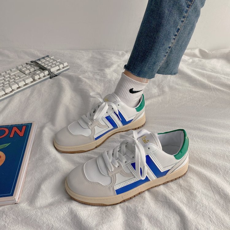 Fashionable Round Head Color Matching Lace Up Women's Casual Shoes