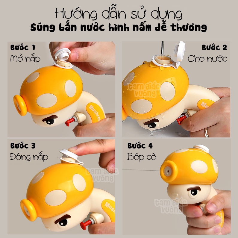 Súng Bắn Nước Hình Nấm Dễ Thương Bằng Nhựa ABS Súng Phun Nước Đồ Chơi Cho Bé