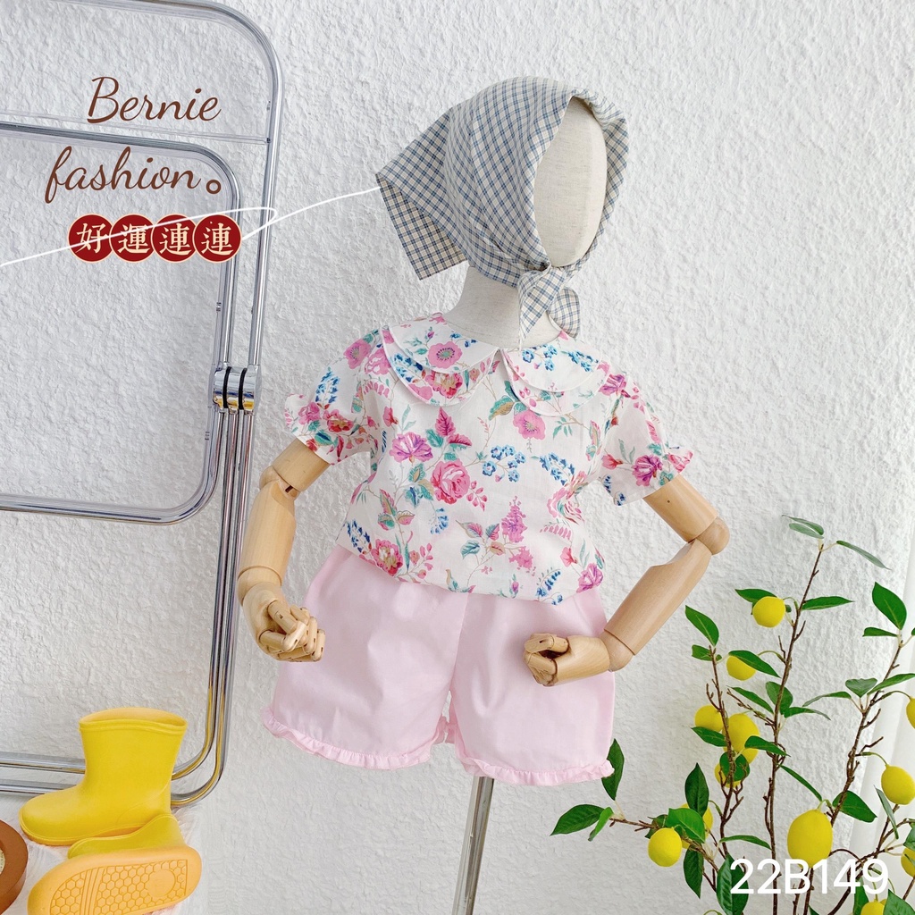 set bộ bé gái cổ sen hoa 2 tầng chất thô mềm mịn.họa tiết hoa xinh xắn Shushibaby
