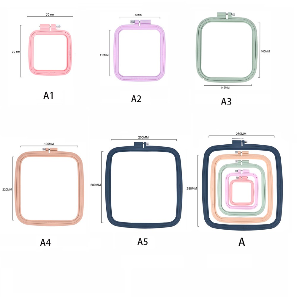 Set 1/4/5 khung nhựa vuông bo tròn hỗ trợ thêu chữ thập thủ công tại nhà DIY EPOCH