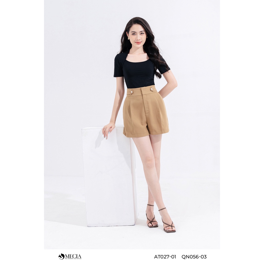Áo thun ôm cổ vuông MECIA vạt đắp AT027