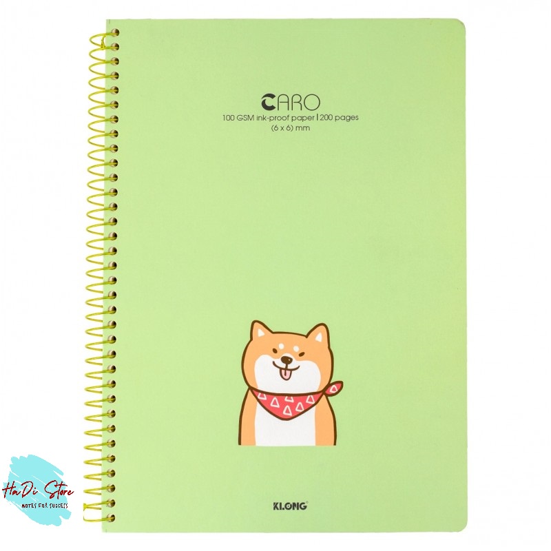 KLONG Sổ lò xo đơn CARO size A4 kích thước mm - 200trang
