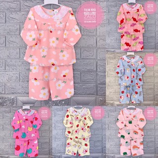 [10-18kg]Đồ bộ cho bé gái, quần áo trẻ em vải tole lanh tay dài quần dài bâu sen cài nút cổ - Tiệm nhà Nghi Linh