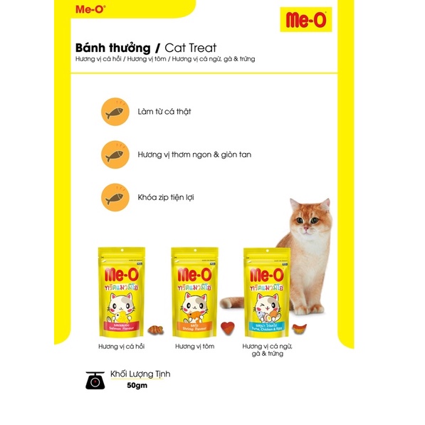 [ Gói 50gr ] Bánh thưởng Me-O cho mèo  Snack cho mèo Me-O