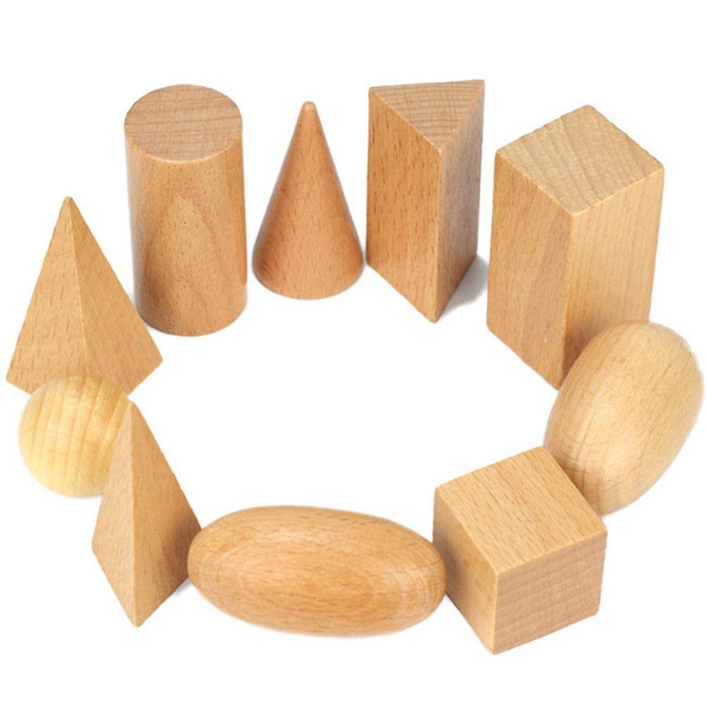 Khối Gỗ Hình Học 3D Màu Trơn Dùng Học Tập