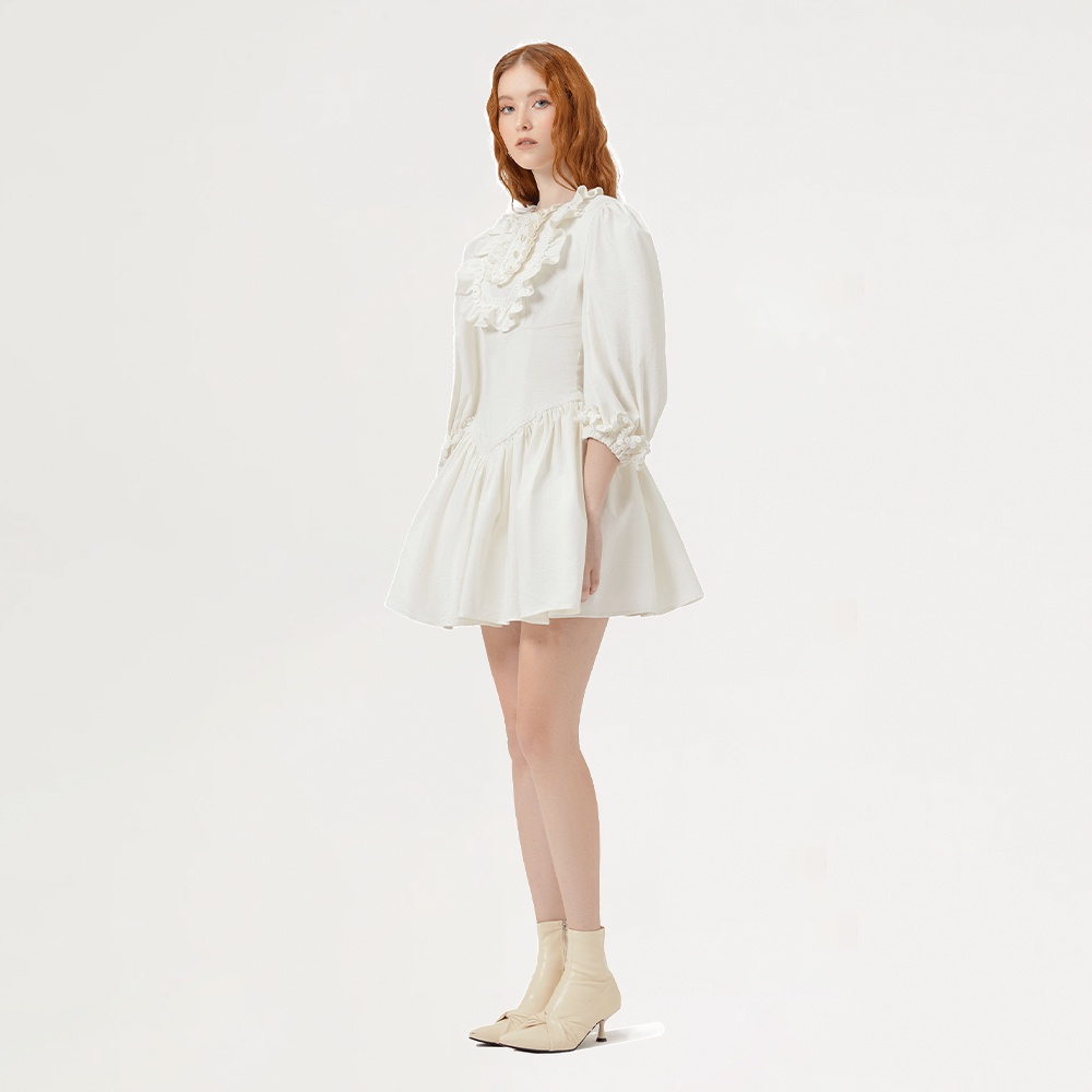 DEAR JOSÉ - Đầm xòe ngắn Miuccia vải linen trắng