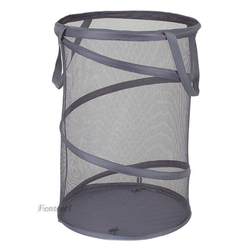 [Fenteer1] Giỏ Lưới Đựng Quần Áo Dơ Gấp Được Màu Xám Đậm Cho Phòng Tắm Gia Đình