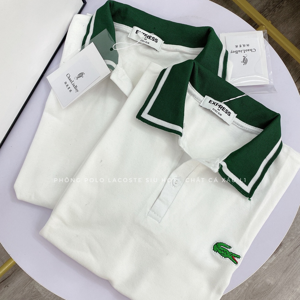 Áo polo nữ viền xanh cổ trụ chất cotton cá sấu 100% hàng VNXK