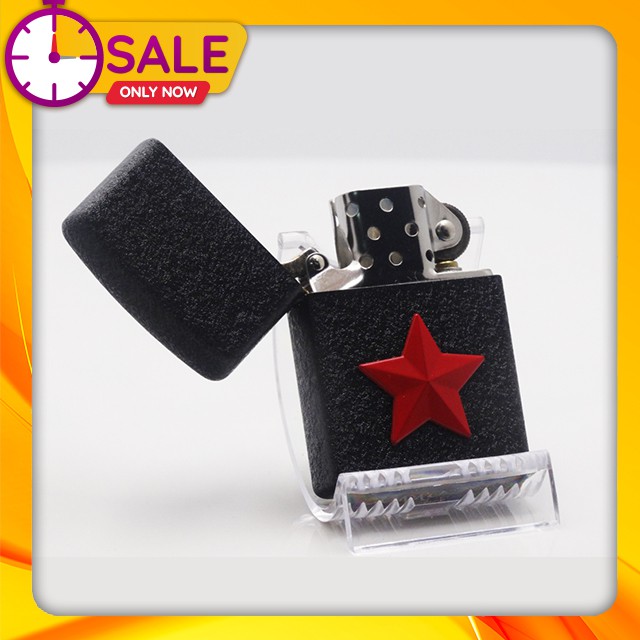 { HOT SALE } Quẹt Bật Khò Đánh Lửa xăg đ.á Ngôi Sao Đỏ Việt Nam Z91257A Màu Đen Nhám - Dùng xăg Bấc đ.á zipo Cao Cấp