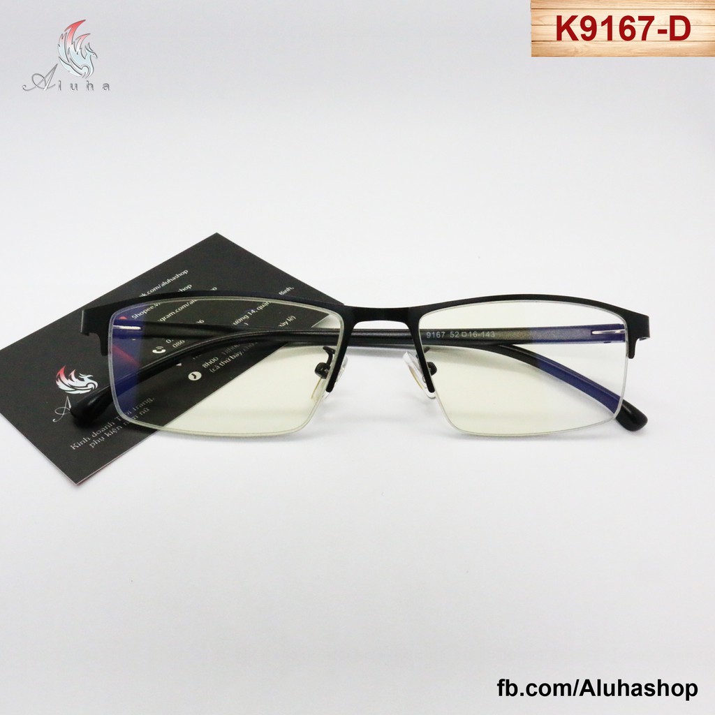 Gọng kính hợp kim không rỉ kết hợp nhựa TR90 cao cấp kiểu dáng classic - K9167 - Aluha