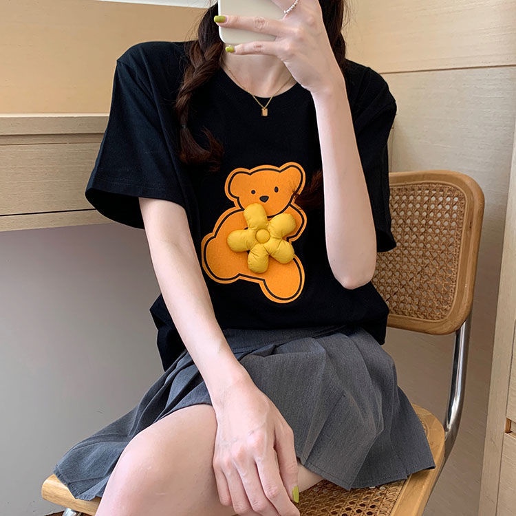 Áo Thun Tay Ngắn Dáng Rộng Họa Tiết Hoa Thời Trang Mùa Hè Cho Nữ