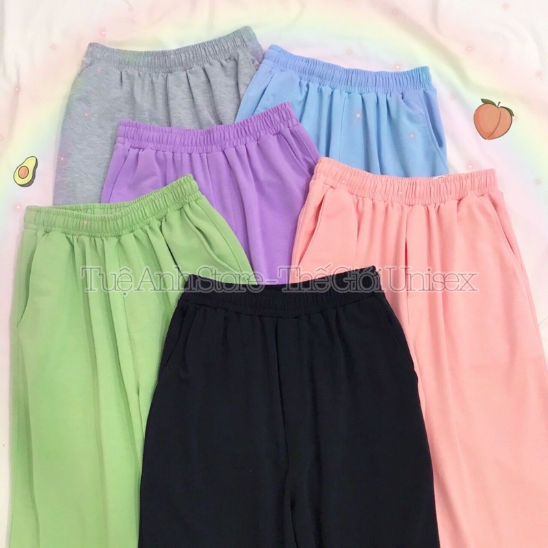 Quần Dài Thể Thao Nam Nữ Ống Bo Dây Rút Unisex - Quần Jogger Trơn Phom Rộng TUEANHSTORE Freesize 38-68kg