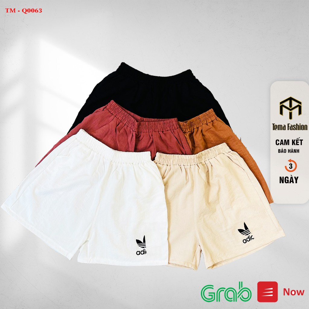 Quần đùi nữ MIA 1992 cao cấp - Quần short nữ cạp chun thêu chữ siêu xinh chất vải đũi siêu mát mịn