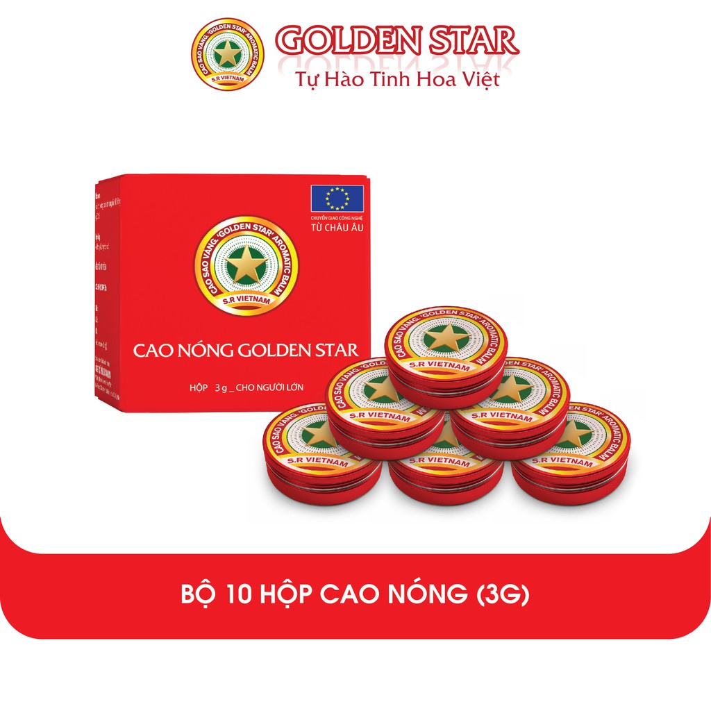 [Rẻ vô địch] [Chính hãng] Combo 10 Hũ Cao Sao Vàng Golden Star Giảm Nhức Đầu Sổ Mũi Cảm Cúm - Tự Hào Tinh Hoa Việt (3g)