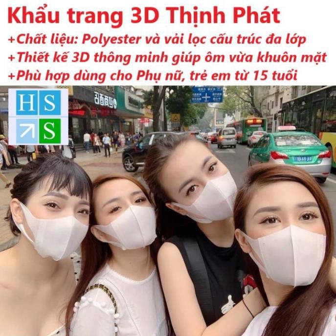 (Hộp 50 cái) KHẨU TRANG 3D MASK Thịnh Phát (Dập LOGO) Thiết kế 3D ôm sát, mềm mại không gây khó chịu, không dính son môi