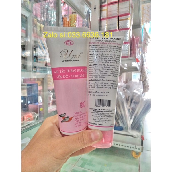 Gel tẩy tế bào chết umi -Yến đỏ -collagen chai 100ml