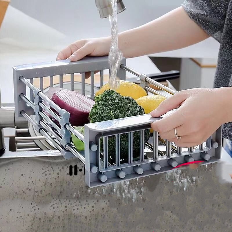 Kệ, rổ GẤP GỌN Inox gác bồn để đồ tiện lợi cho gia đình - HALA90