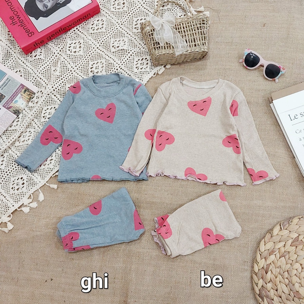 Đồ bộ bé gái dài tay AM776 - Bộ quần áo cho bé gái chất tăm mặc thu đông TTR69