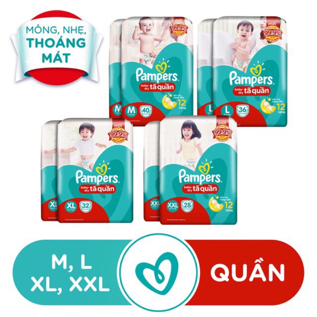 [Mã MKBC25 giảm 80K đơn 1Tr] Tã quần Pamper M40,L36,XL32,XXL28 miếng