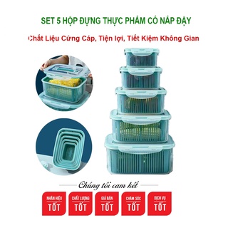 COMBO 5 HỘP ĐỰNG ĐỒ TỦ LẠNH ĐA NĂNG 2 LỚP CAO CẤP