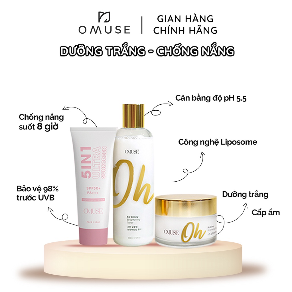 Bộ dưỡng trắng và bảo vệ da O’Muse Oh So Glowy Brightening Set