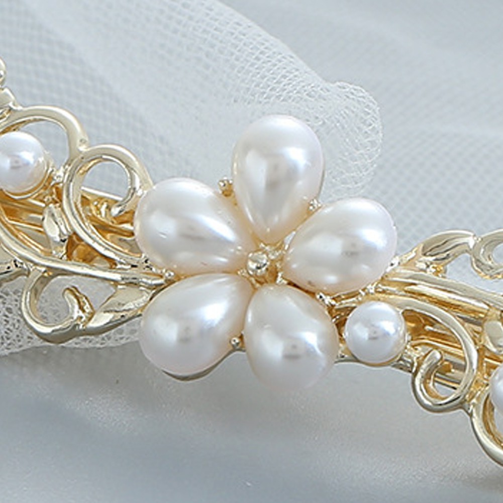 Kẹp Tóc Kim Loại Hình Hoa Đính Ngọc Trai Giả Thời Trang Cho Nữ