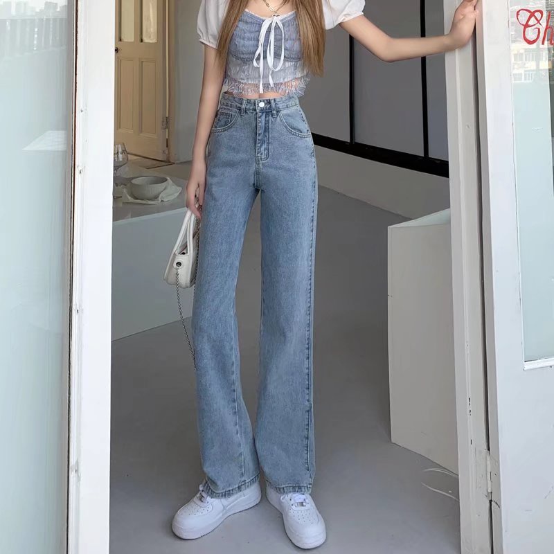 Quần Jeans Nữ Lưng Cao Ống Rộng Thời Trang Hàn Quốc