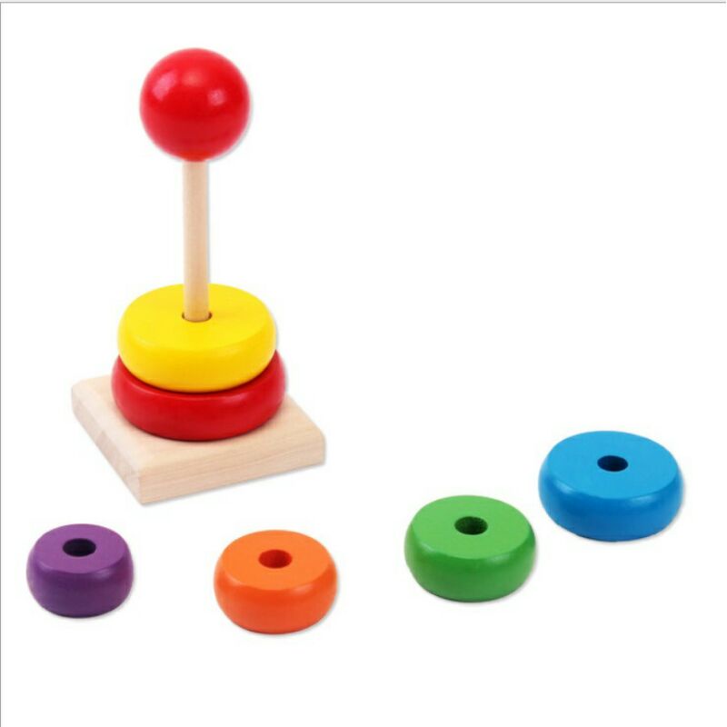 Tháp thả khối gỗ 7 sắc cầu vồng
