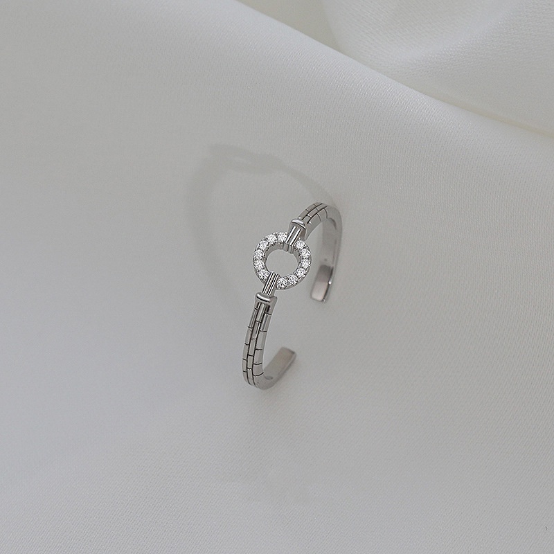 Nhẫn Đính Hôn Bằng Bạc 925 Đính Đá Zircon Có Thể Điều Chỉnh Kích Thước Thời Trang Cho Nữ