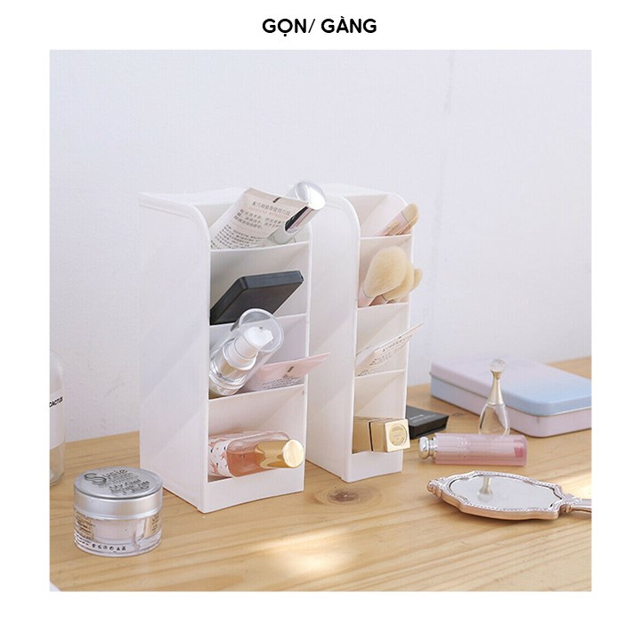 Hộp đựng cọ trang điểm mỹ phẩm 4 ngăn chéo để bàn bằng nhựa Gọn Gàng