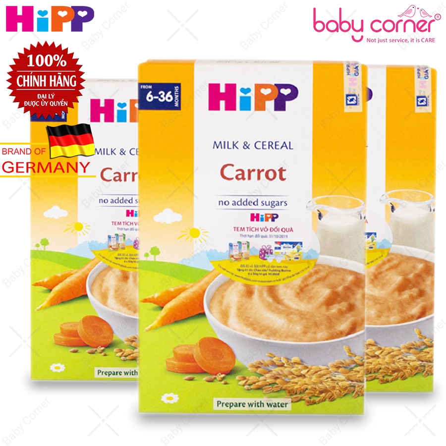 [Combo 3 Hộp] Bột Ăn Dặm Rau Củ Dinh Dưỡng HiPP Vị Cà Rốt Cho Bé 250g