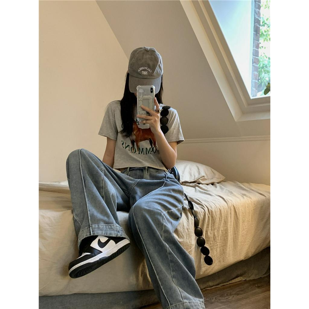 Áo Thun Dáng Ôm Cổ Tròn Ngắn Tay In Hình Dễ Thương Thời Trang Mùa Hè 63405