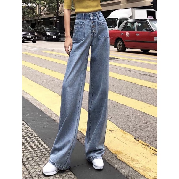 Quần bò ống rộng nữ cạp cao quần jeans ống rộng lưng cao, vải bò dày đẹp , không giãn ,dáng suông cá tính | BigBuy360 - bigbuy360.vn