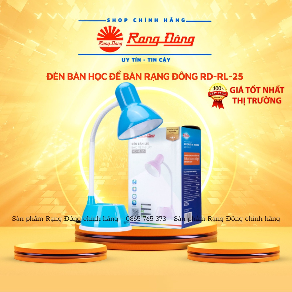 Đèn học để bàn RẠNG ĐÔNG chống cận, đèn bàn RL-25 - 5W, ánh sáng trắng, sáng vàng