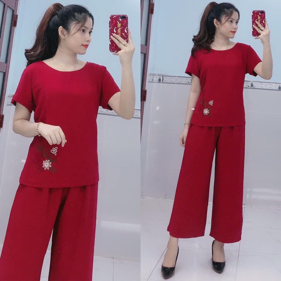 Đồ bộ trung niên cho mẹ, bộ đồ đũi dài trung niên  [FREESHIP]chất vải mềm mát, thấm hút mồ hôi tốt,size 50kg tới 70kg