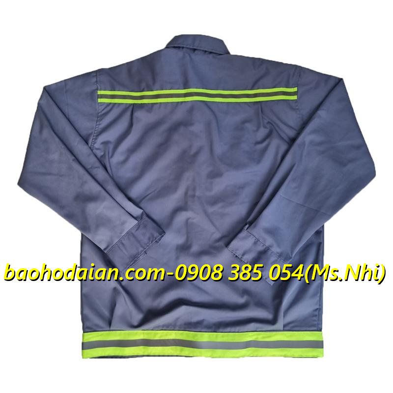 Áo bảo hộ vải kaki 65/35 màu xám môn phối phản quang