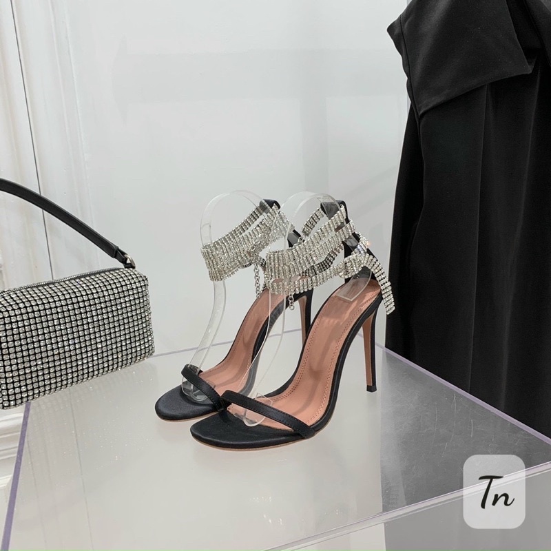 Sandal quai ngang dây đá cổ chân cao cấp
