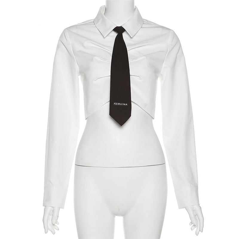 Áo Sơ Mi Tay Dài Cổ Bẻ Phối Nút Thắt Thời Trang Cho Nữ