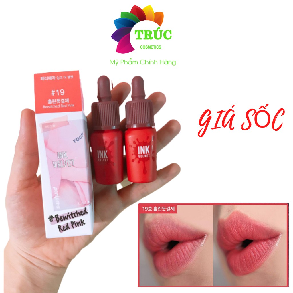 [Màu Đỏ Hồng] Son Kem Lì Peripera Ink The Velvet Fall Collection Pink Moment 8g #19 – Bewitched Red Pink NTY95