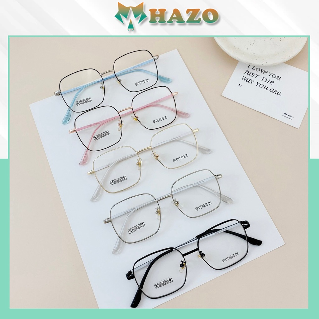 Mắt Kính Gọng Cận Cao Cấp Form Vuông Kim Loại 655 Lyly Phong Cách Ulzzang Siêu Xinh - Hazo