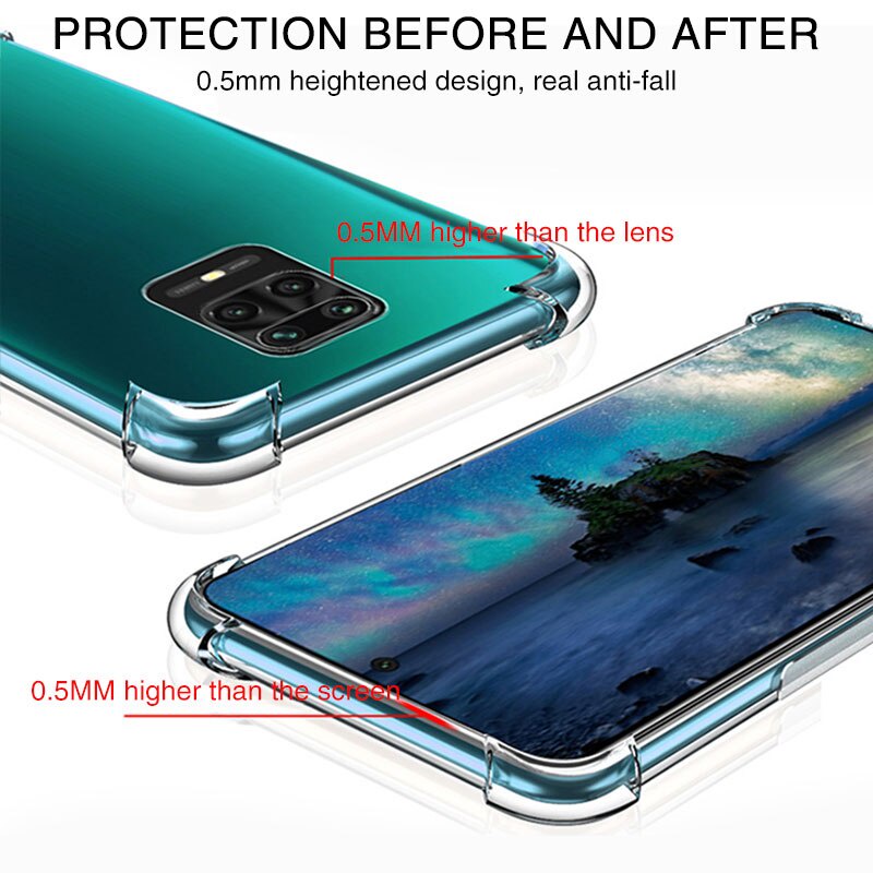 Ốp lưng mềm trong suốt chống sốc cho Xiaomi Mi 9T 10T 11T 12T 11 Lite Poco M3 M4 X3 X4 X5 F3 F2 Pro Redmi Note 7 8 9 9S 10 10S 11 11S 12 12S 9A 9C 10C