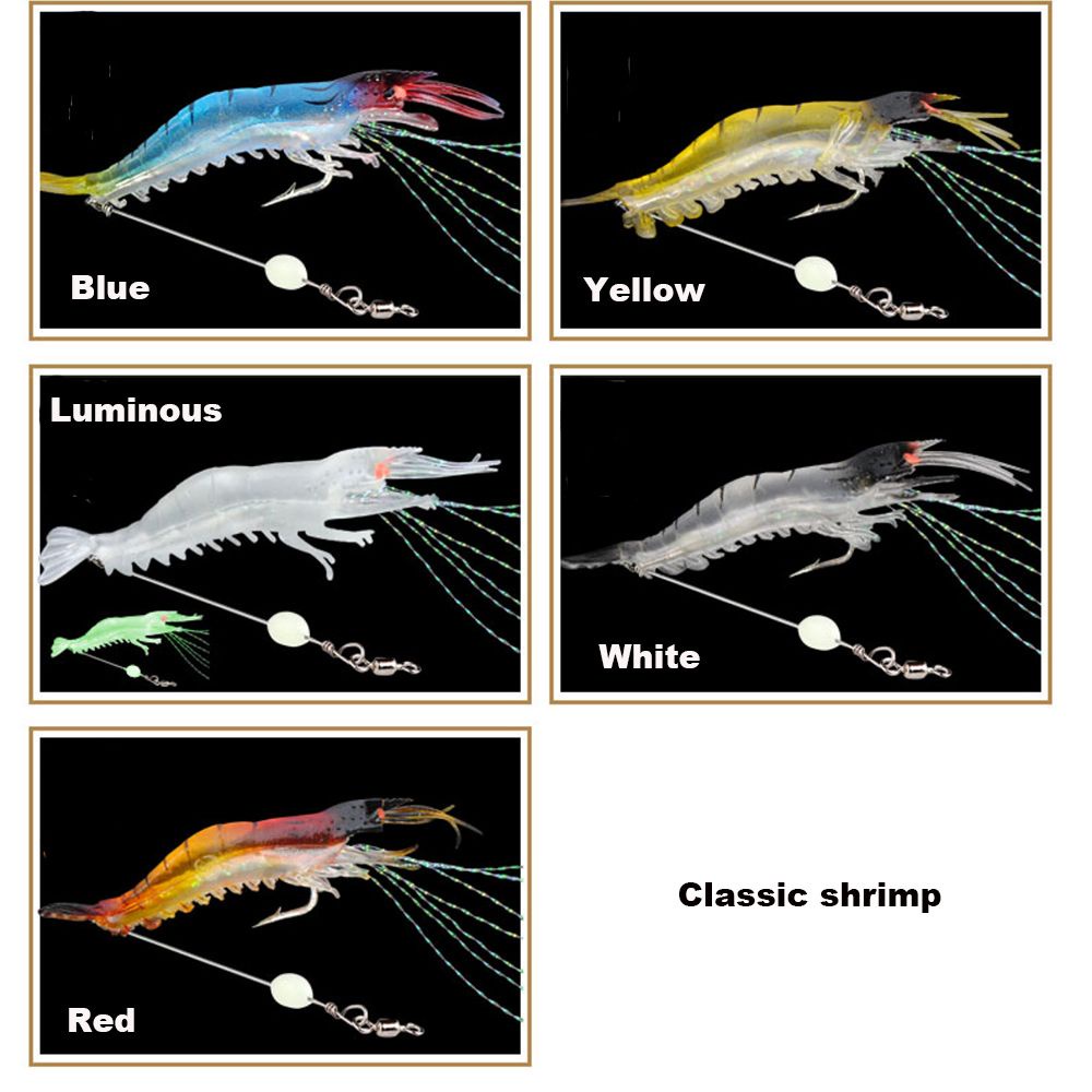 Mồi Câu Cá Giả Hình Con Tôm Bằng Silicone Mềm Dạ Quang