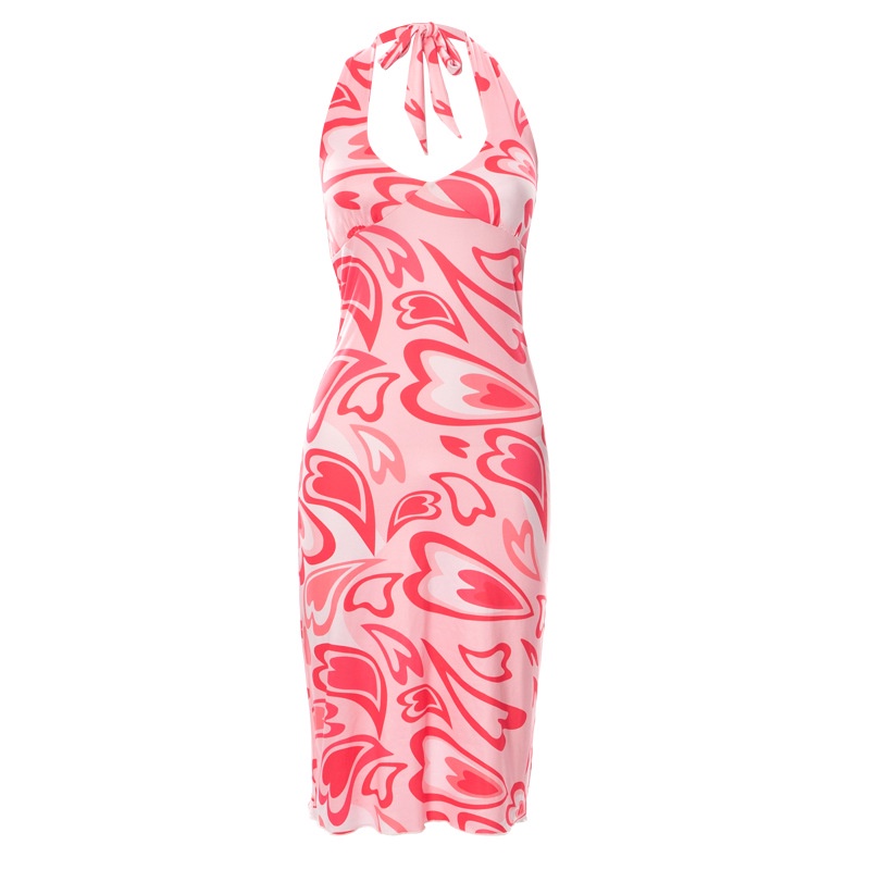 Đầm Dài Hai Dây Thắt Dây In Hình Trái Tim Dành Cho Nữ D0310