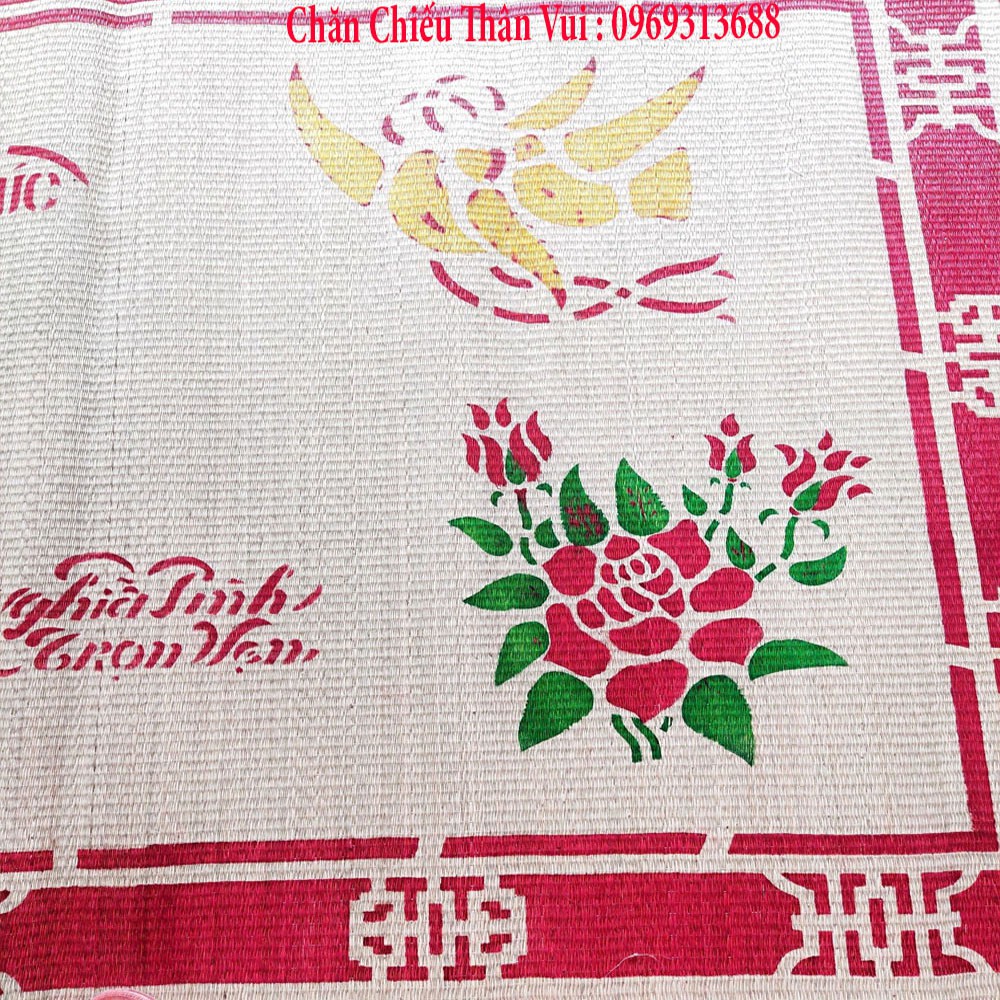 Chiếu Cói Đậu Thái Bình In Hoa Kích Thước (1m6 x 2m)