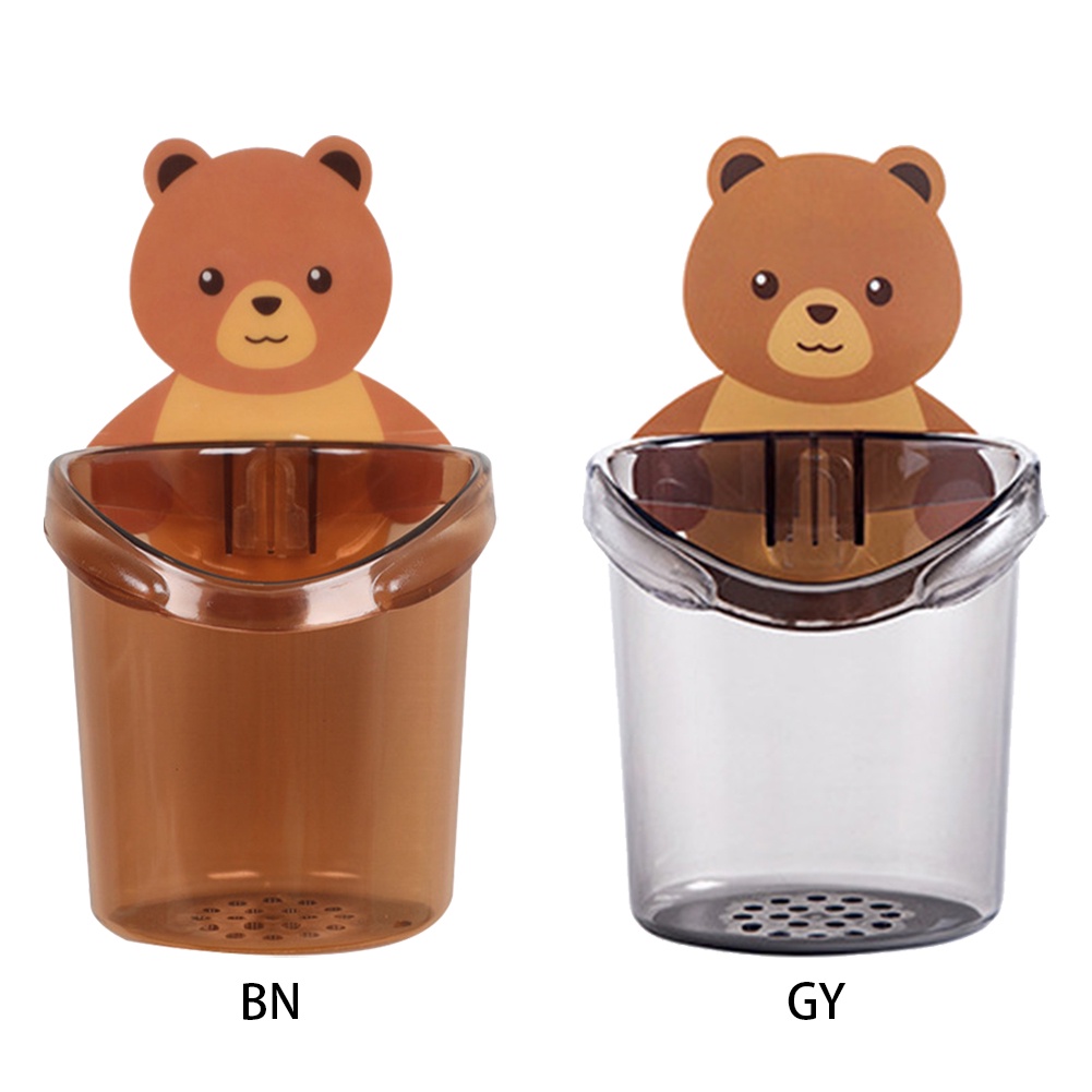 Cốc Gấu Dán Tường Đa Năng Để Đựng Bàn Chải Đánh Răng Có Lỗ Thoát Nước Tiện Lợi 🍁 Kệ Hộp Dán Tường Đựng Xinh Xắn Freeship YD
