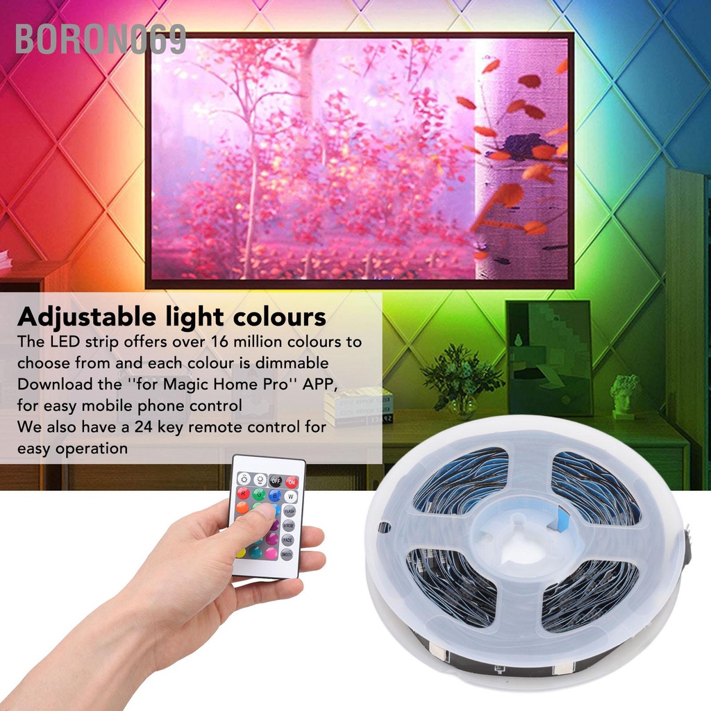 Boron069 Đèn dải WiFi RGB Đa chức năng Điều khiển ứng dụng có thể điều chỉnh độ sáng 5050 Dải ánh LED thông minh cho Tiệc tại nhà KTV 16 4ft