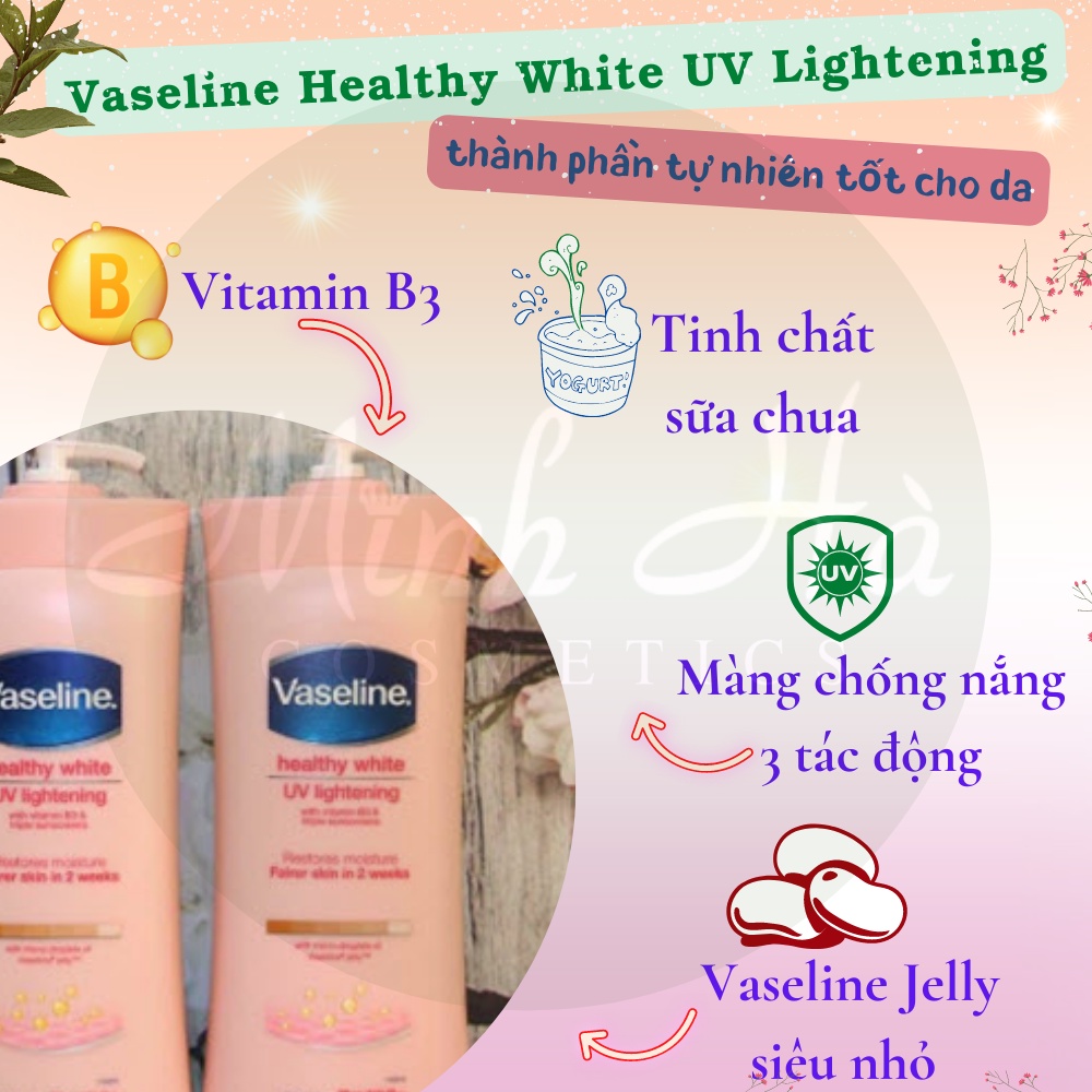 Bộ đôi sữa dưỡng thể ngày và đêm Vaseline Healthy White 725ml &amp; Vaseline 50x Thái Lan 320ml